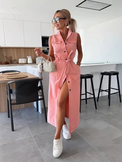 Nena™ | Robe boutonnée effet denim