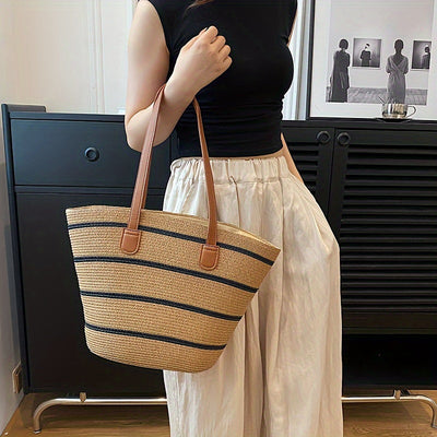 Sac de plage tissé à bandes