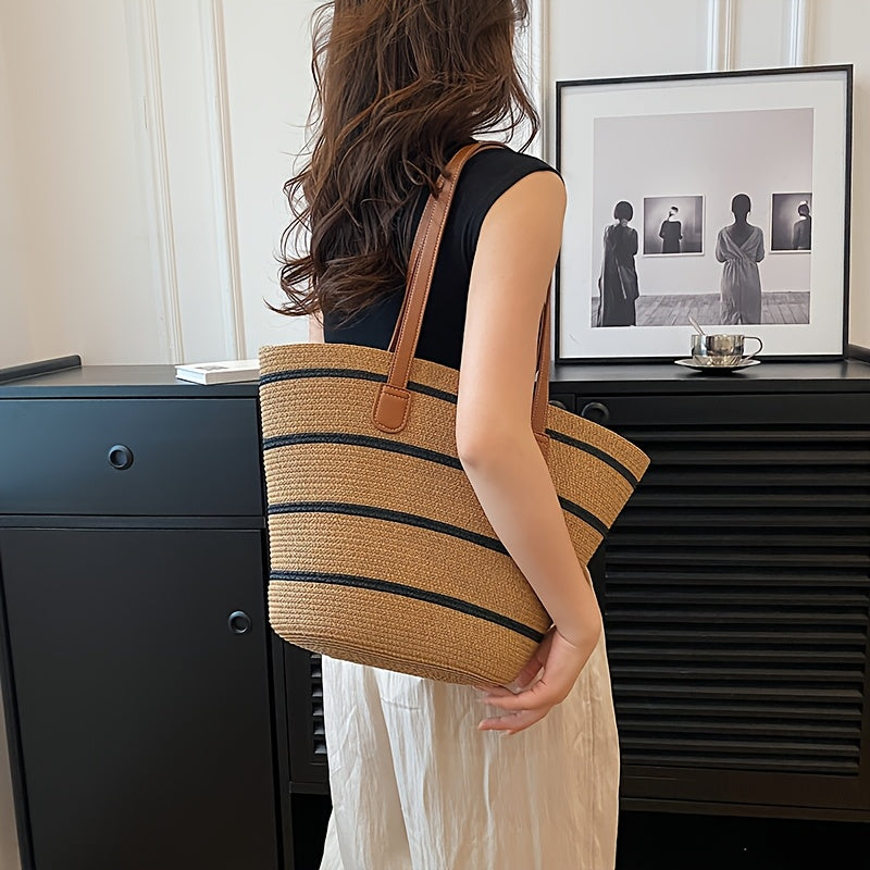 Sac de plage tissé à bandes