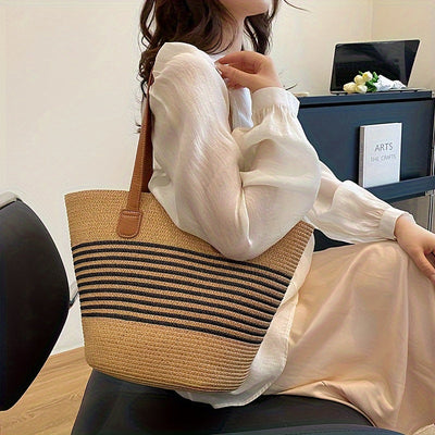 Sac de plage tissé à bandes