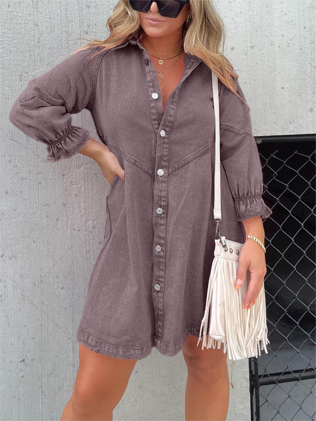 Ariel™ | Robe en denim à manches bouffantes