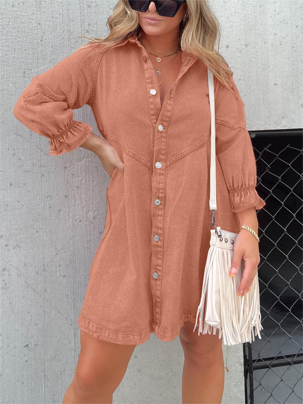 Ariel™ | Robe en denim à manches bouffantes