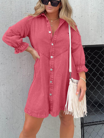 Ariel™ | Robe en denim à manches bouffantes