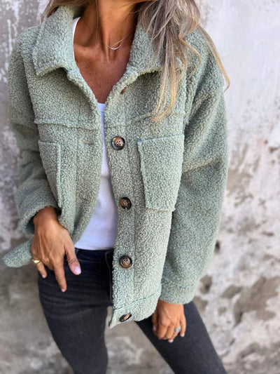 Amélie™ | Veste Teddy Douillette à Gros Boutons