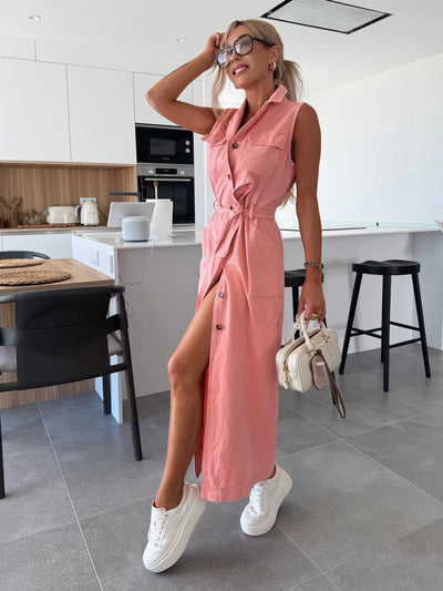 Nena™ | Robe boutonnée effet denim