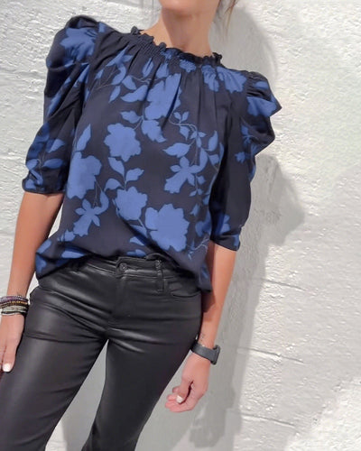 Florine™ | Blouse Fleurie à Manches Bouffantes Élégantes