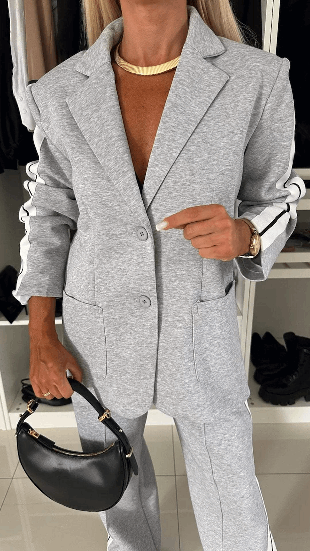 2 Piece Casual Set with Blazer and Joggers for Women - Everymind