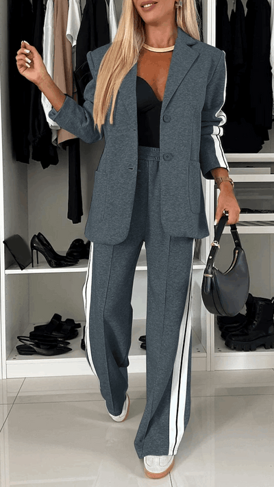 2 Piece Casual Set with Blazer and Joggers for Women - Everymind