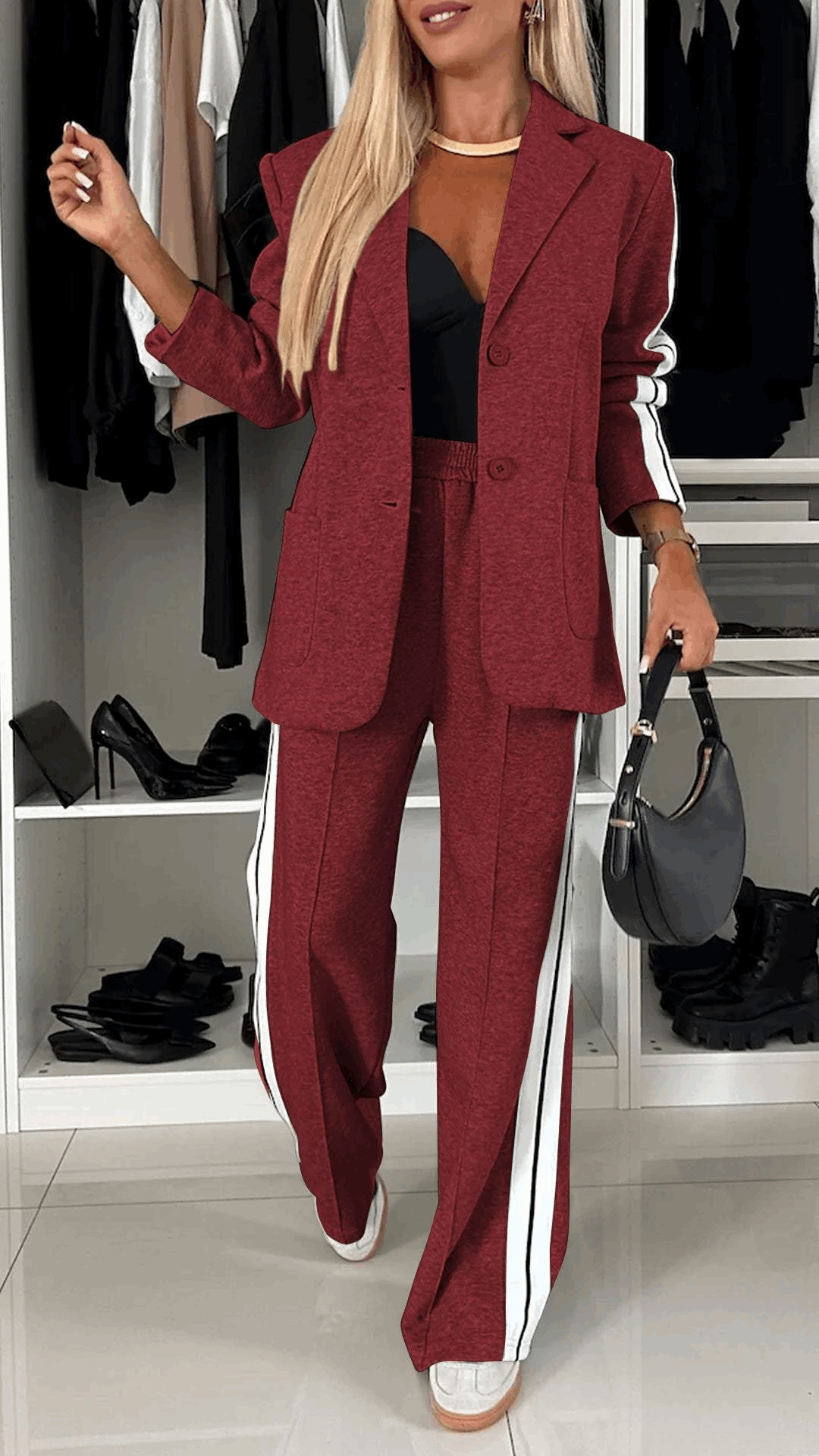 2 Piece Casual Set with Blazer and Joggers for Women - Everymind