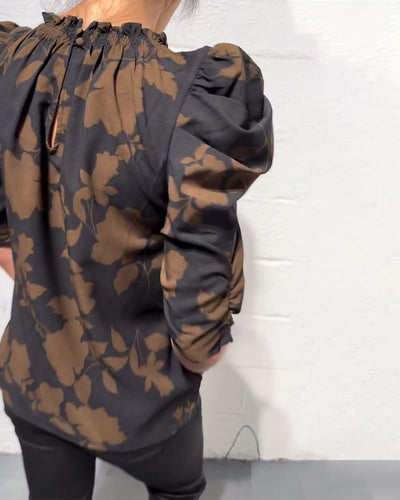 Florine™ | Blouse Fleurie à Manches Bouffantes Élégantes