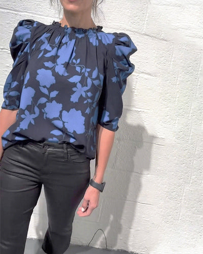 Florine™ | Blouse Fleurie à Manches Bouffantes Élégantes