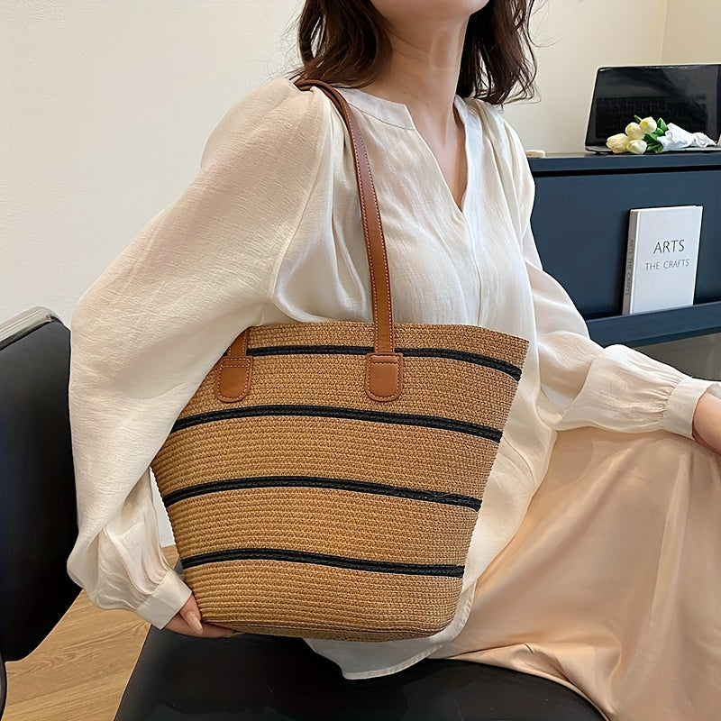 Sac de plage tissé à bandes