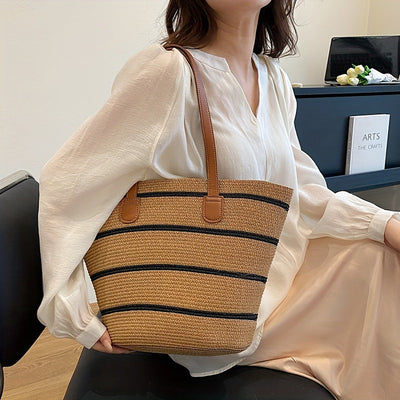 Sac de plage tissé à bandes