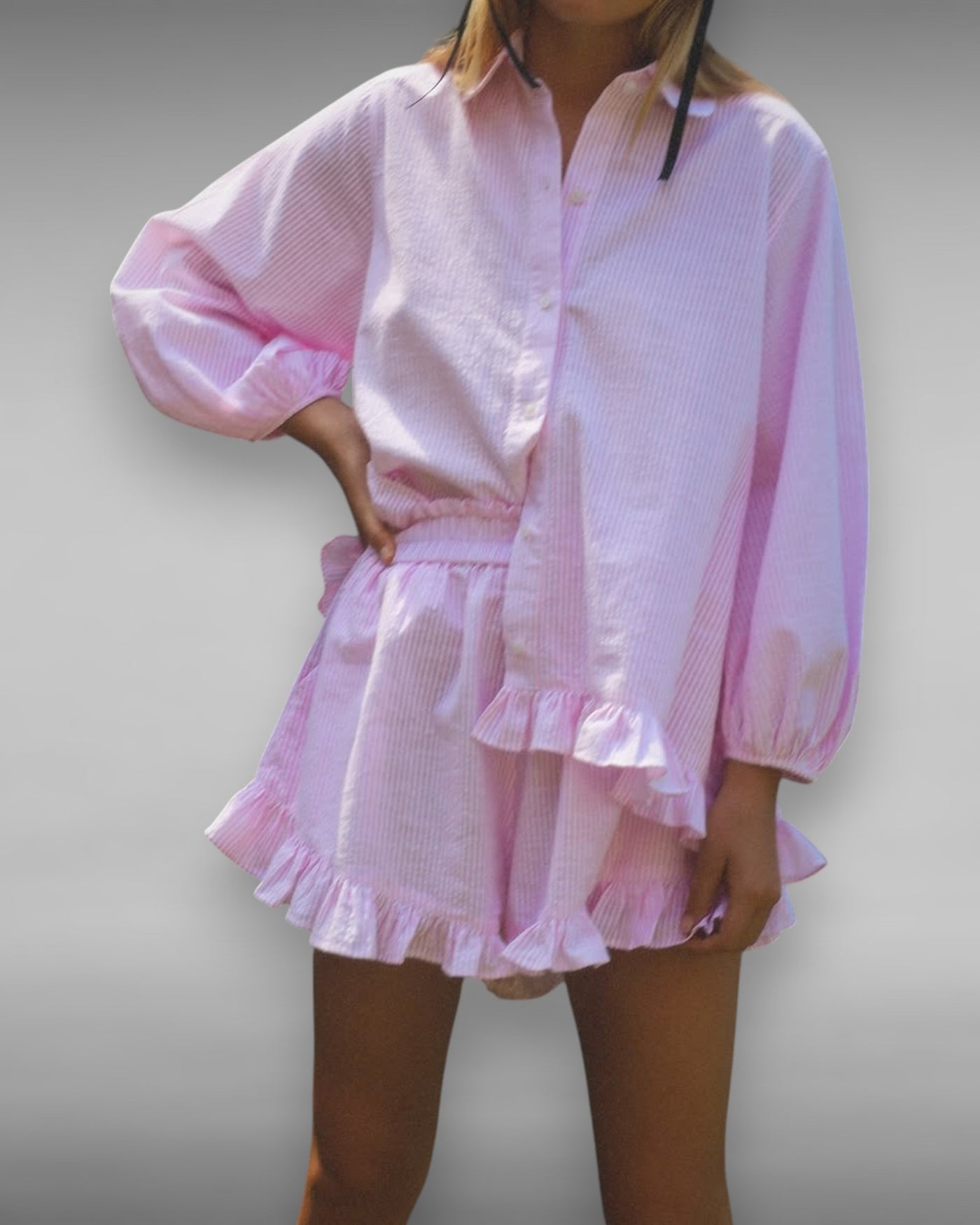 Manon™ | Ensemble rayé chic à volants