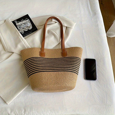 Sac de plage tissé à bandes