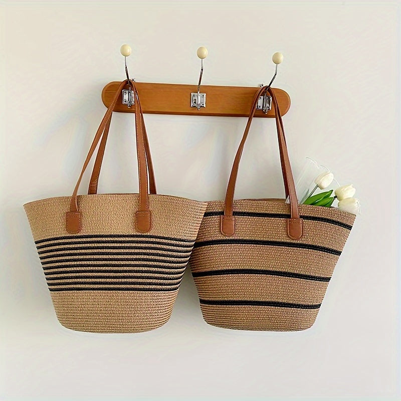 Sac de plage tissé à bandes