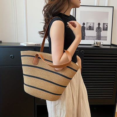Sac de plage tissé à bandes