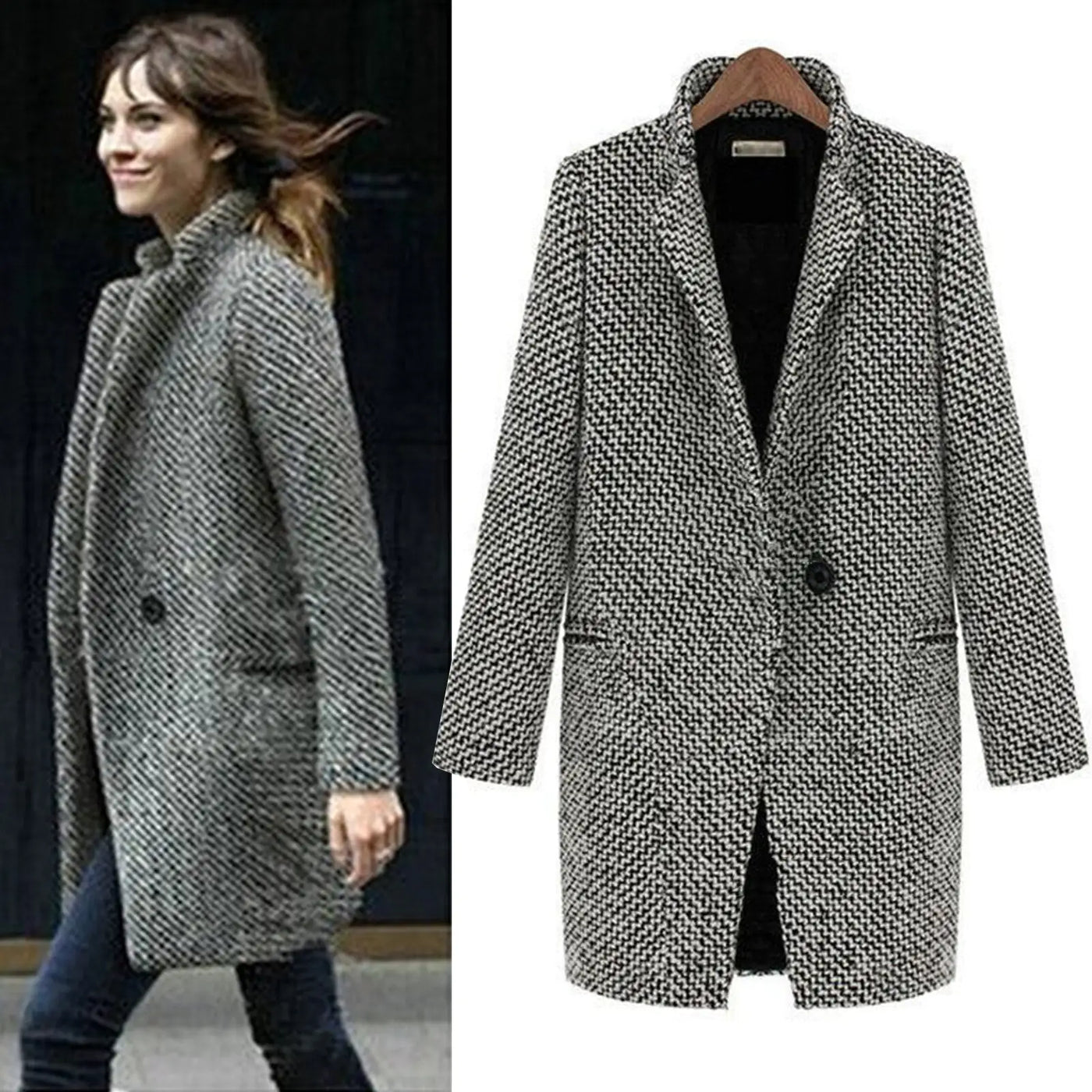 Colette™ | Manteau long à motif tissé