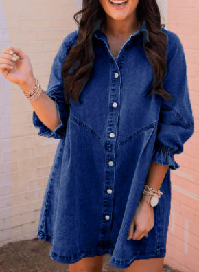 Ariel™ | Robe en denim à manches bouffantes