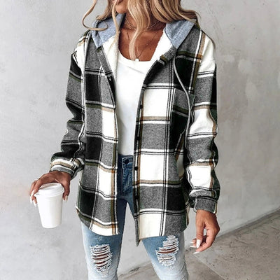 Claire™ | Veste Douillette à Carreaux avec Capuche