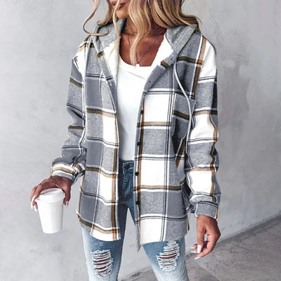 Claire™ | Veste Douillette à Carreaux avec Capuche