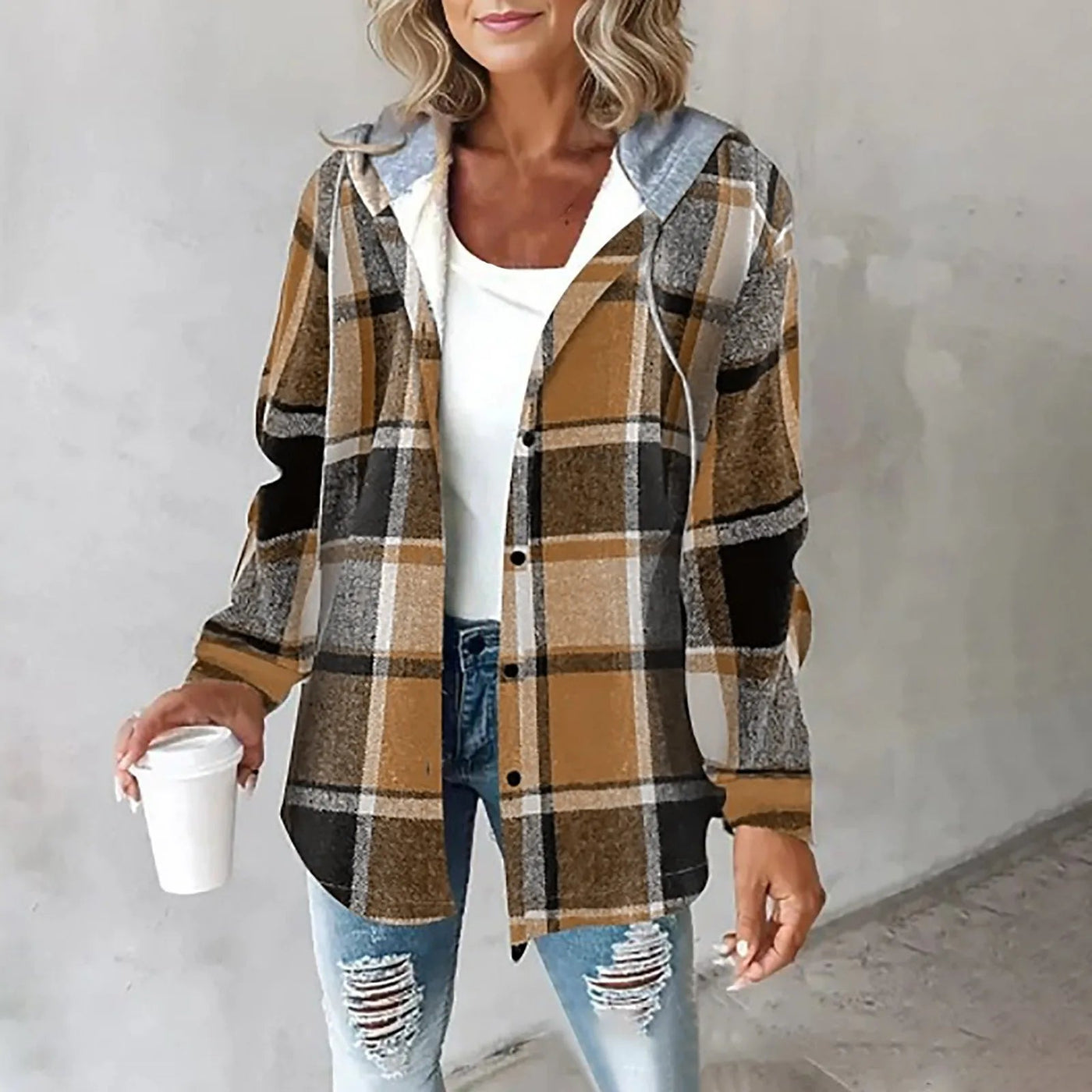 Claire™ | Veste Douillette à Carreaux avec Capuche
