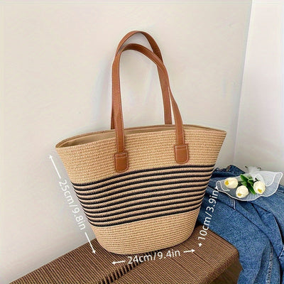 Sac de plage tissé à bandes