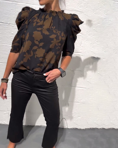 Florine™ | Blouse Fleurie à Manches Bouffantes Élégantes