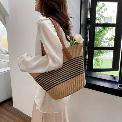 Sac de plage tissé à bandes
