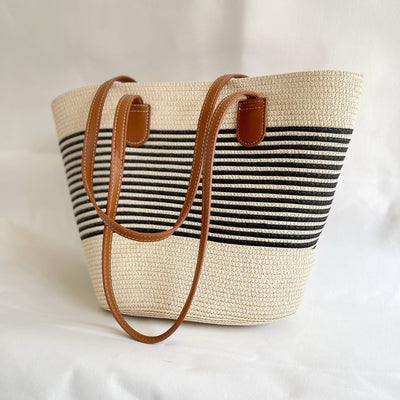 Sac de plage tissé à bandes