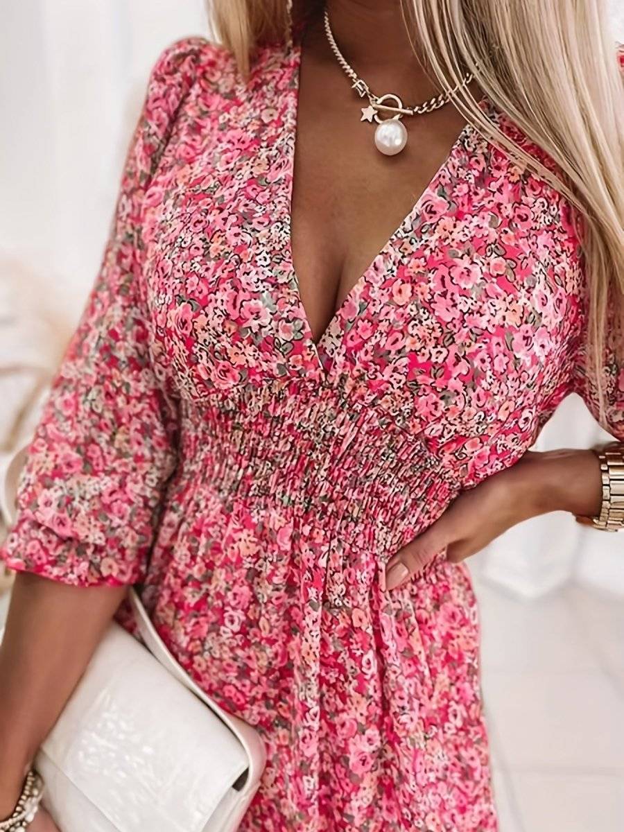 Sienna | Groenbloemige Zomerjurk