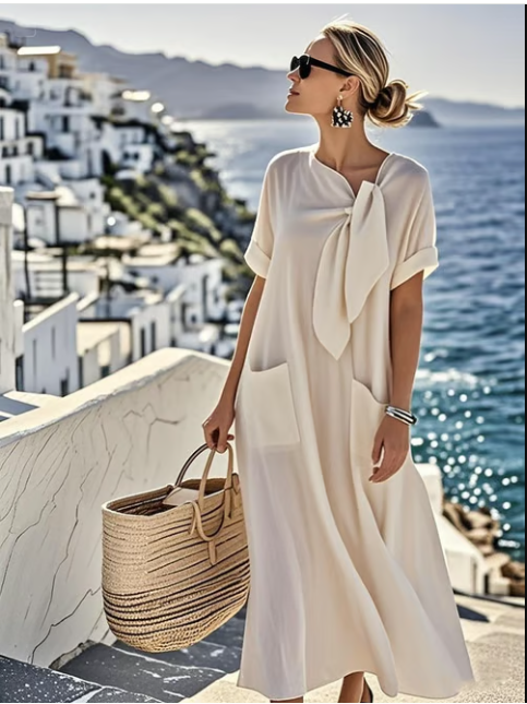 Chloé™ | Robe d’Été Élégante avec Détail Nœud