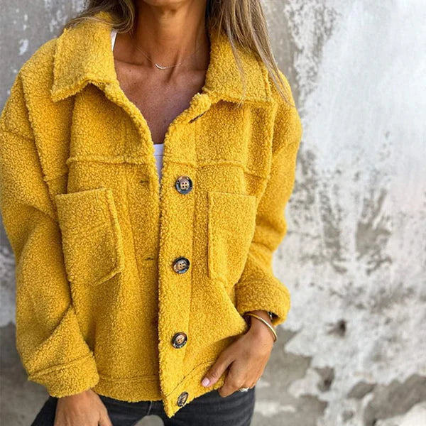Amélie™ | Veste Teddy Douillette à Gros Boutons