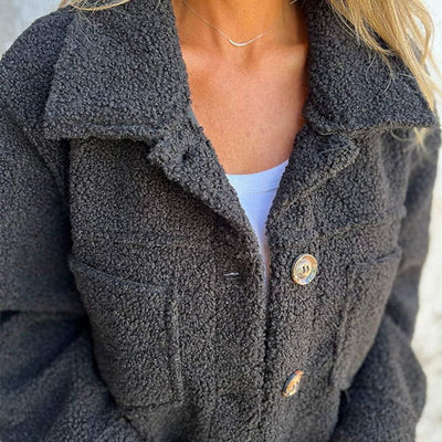 Amélie™ | Veste Teddy Douillette à Gros Boutons