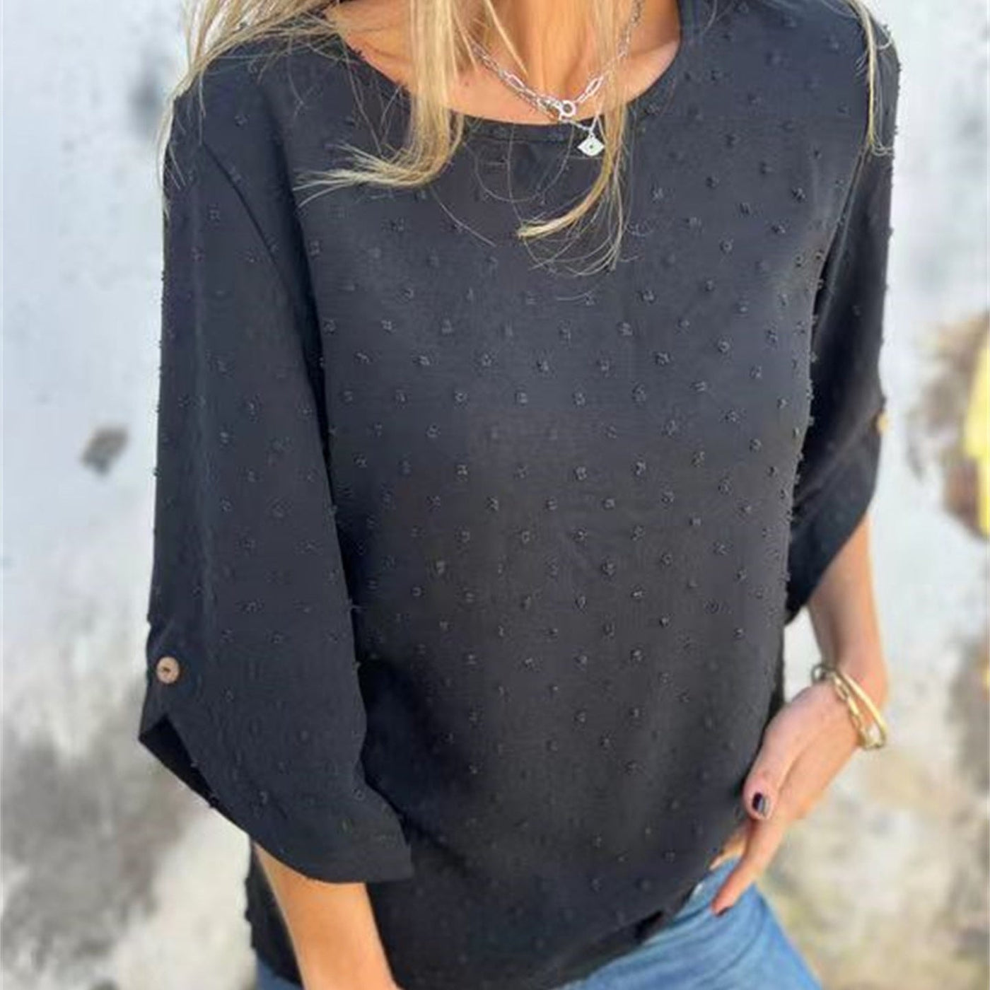 Éliane™ | Haut Doux à Pois Ton sur Ton