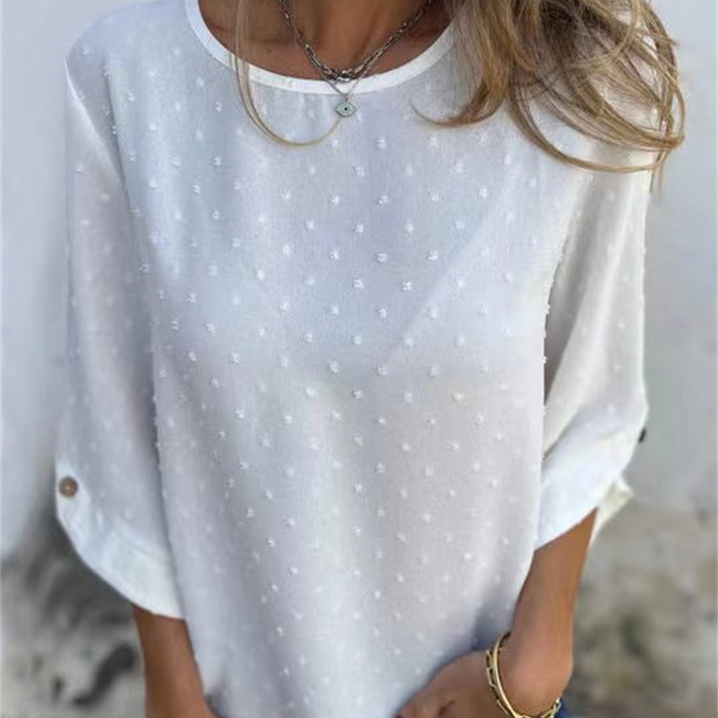 Éliane™ | Haut Doux à Pois Ton sur Ton