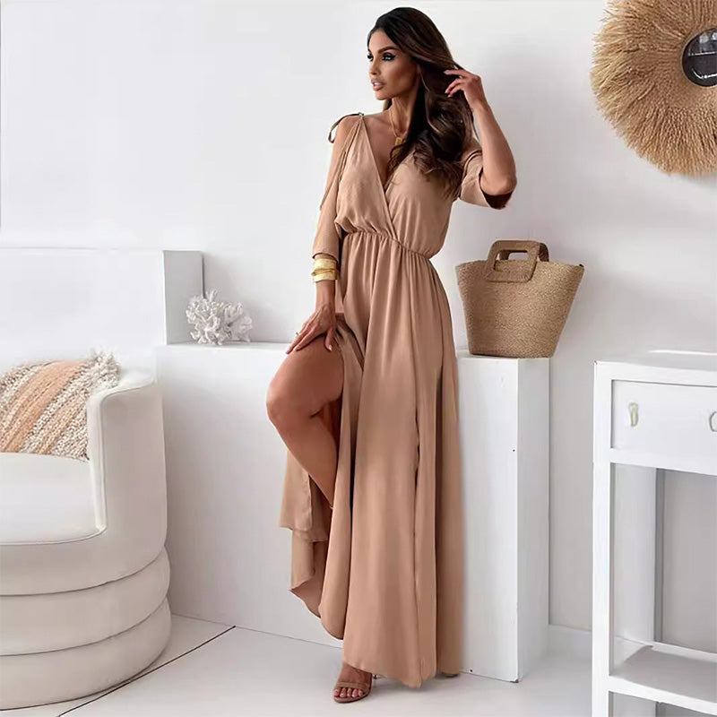 Victoria™ – Robe maxi élégante à décolleté plongeant