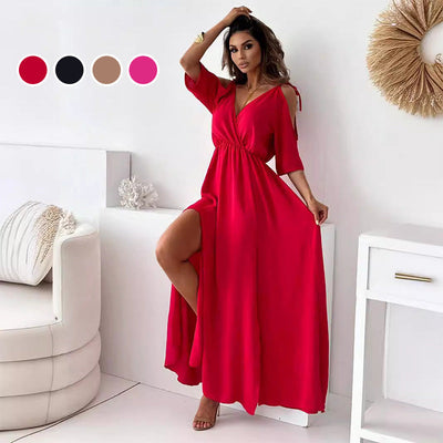 Victoria™ – Robe maxi élégante à décolleté plongeant