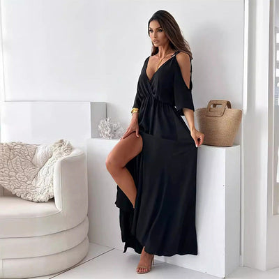 Victoria™ – Robe maxi élégante à décolleté plongeant