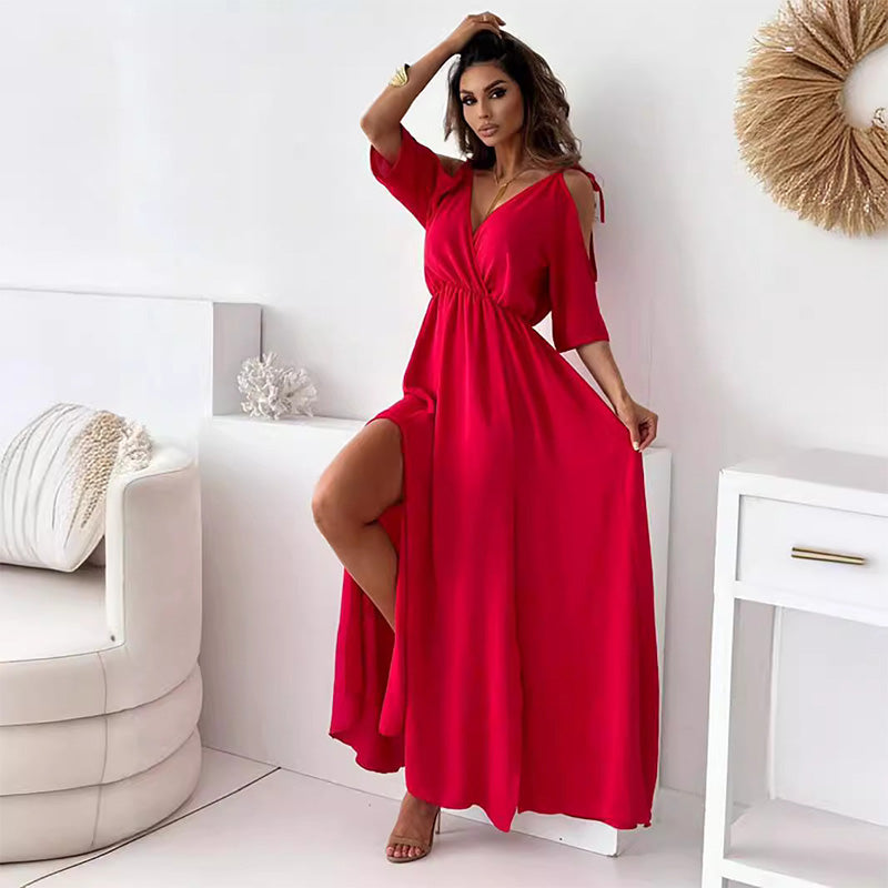 Victoria™ – Robe maxi élégante à décolleté plongeant