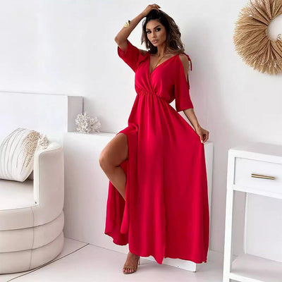 Victoria™ – Robe maxi élégante à décolleté plongeant