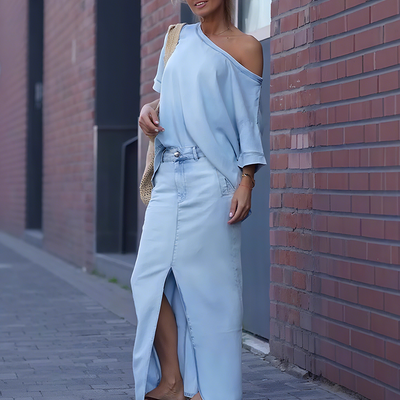 Anaïs™ | Ensemble Épaule Nue & Jupe Fendue