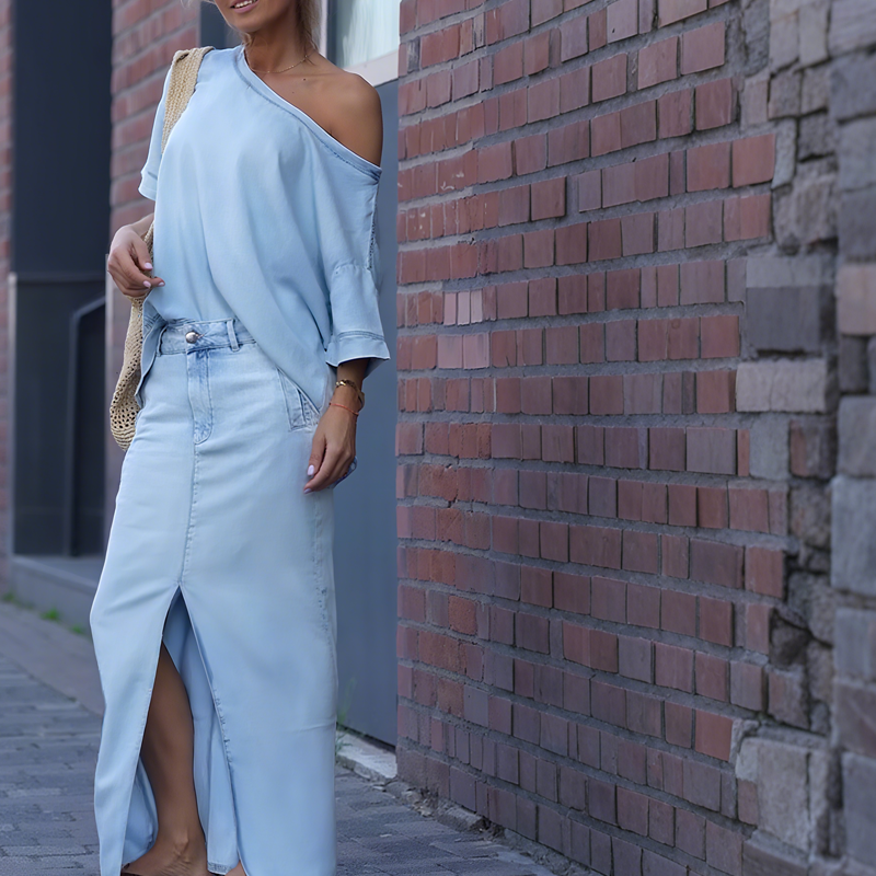 Anaïs™ | Ensemble Épaule Nue & Jupe Fendue